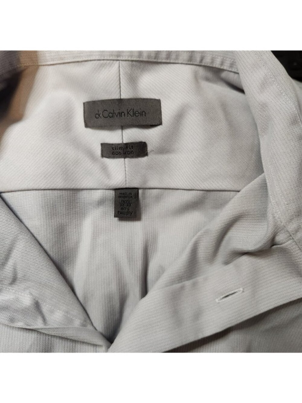 Calvin Klein Gray Long Slv Spread Collar Button Down Dress Shirt 16.5 / 32-33 - Picture 6 of 6
